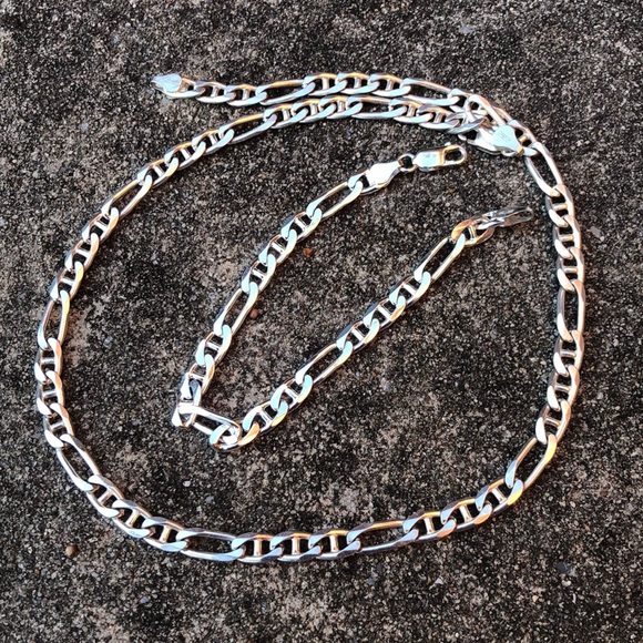 Silver Curbchain Necklace and Bracelet - Picture 8 of 9